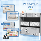 ZONEKIZ Kids Storage Unit with 6 Boxes – Toy Storage Organiser for Ages 3-8, Grey