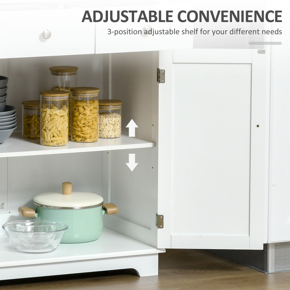 HOMCOM Rubberwood Top Kitchen Island Cupboard with Adjustable Shelf – Kitchen Storage and Side Cabinet