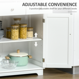 HOMCOM Rubberwood Top Kitchen Island Cupboard with Adjustable Shelf – Kitchen Storage and Side Cabinet