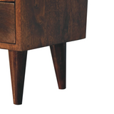 Artisan Furniture Mini Classic Walnut Bedside Table – Solid Mango Wood, 2 Drawers & Open Slot, Dark Brown