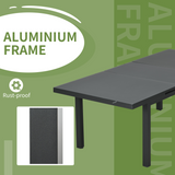 Outsunny Extending Outdoor Garden Table for 6–8 with Tempered Glass Top & Aluminium Frame – Patio Dining, Charcoal Grey