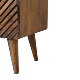 Artisan Furniture Solid Wood Lille Bedside Table with 2 Hand-Carved Drawers – Chestnut, Brown