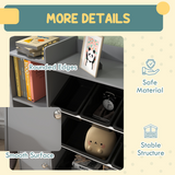 AIYAPLAY Kids Toy Storage Unit with 8 Removable Bins, Shelves & Cabinet – Grey