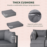 Outsunny 6-Piece Garden Daybed Sofa Set with Coffee Table & Footstools – Convertible Aluminium Lounge Set, Grey