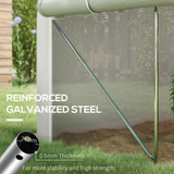 Outsunny 4 x 3m Polytunnel Greenhouse with Roll-Up Sidewalls, Mesh Door & Plant Labels, Galvanised Steel, White