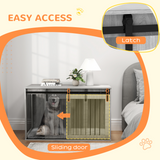 PawHut Dog Crate Furniture with Removable Cushion – Side Table Kennel with Barn Door for Extra Large Dogs, Grey