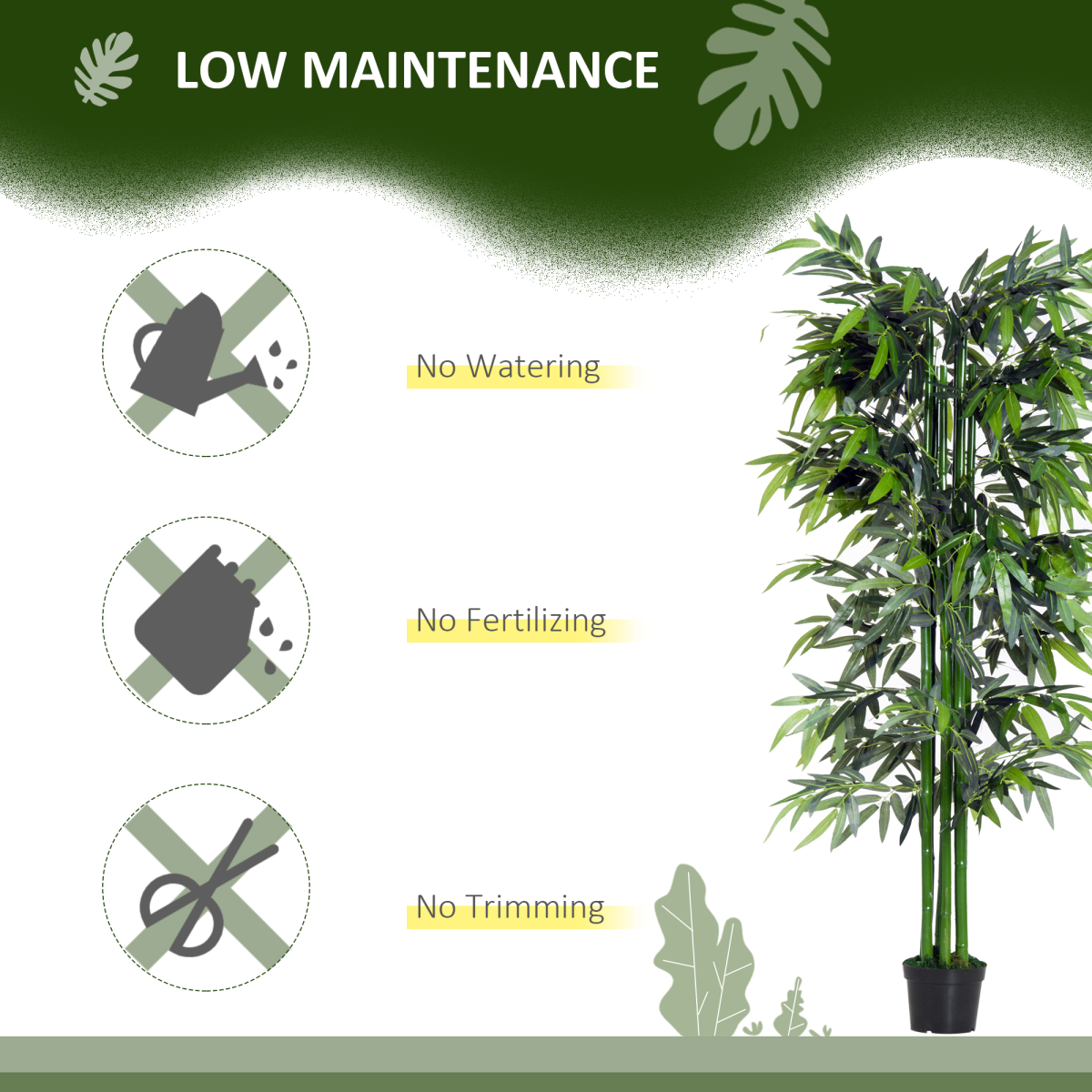Outsunny Artificial Bamboo Tree, 1.8m – Green Bamboo, Black Pot