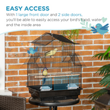 PawHut Metal Bird Cage with Plastic Perch, Food Container and Carry Handle, 50.5 x 40 x 63cm – Black