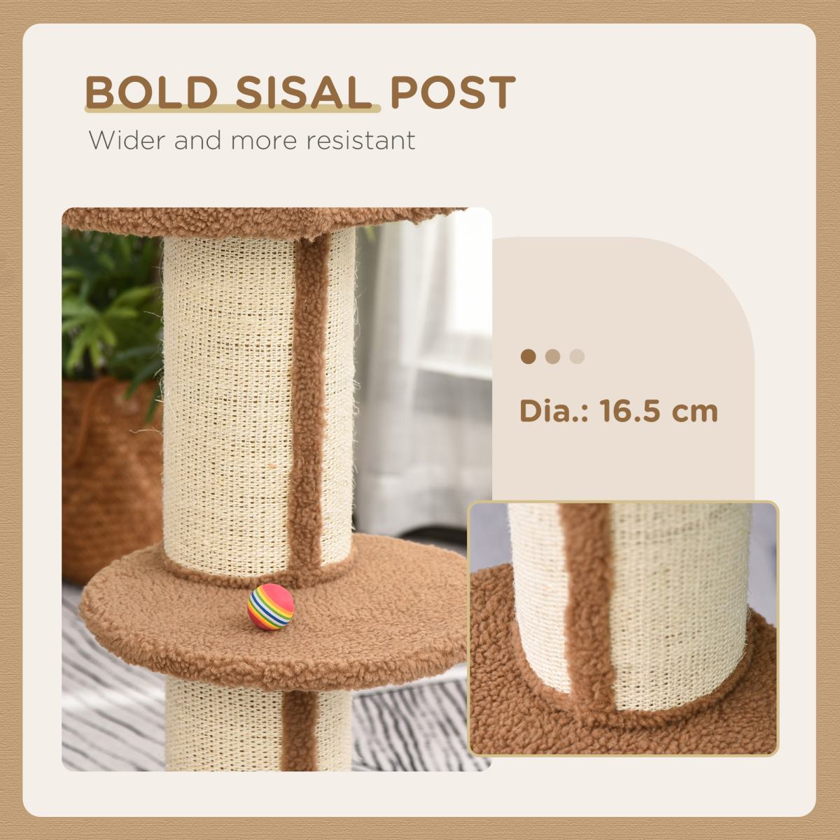91cm Cat Tree with Plush Top Perch, Sisal Scratching Posts and Middle Perch – Kitten Activity Tower
