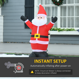 HOMCOM 4ft Inflatable Christmas Santa Claus with Outstretched Hands, LED Lit – Indoor Outdoor Decoration