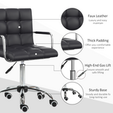 Vinsetto Mid Back PU Leather Home Office Chair with Armrests, Swivel Wheels and Adjustable Height, Black