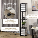 Modern 2-Light Floor Lamp with Display Shelves – Living Room & Bedroom Lighting and Storage