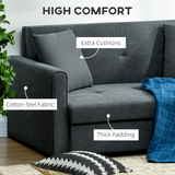 HOMCOM 2 Seater Sofa Bed with Hidden Storage & 2 Cushions – Convertible Loveseat for Guests & Small Homes