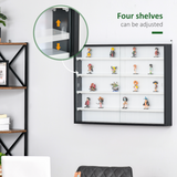 HOMCOM 5-Tier Wall Display Cabinet with Glass Doors & Adjustable Shelves – Collectibles Storage, Black/White