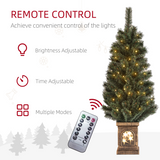HOMCOM 4ft Artificial Christmas Tree with 80 Warm White LED Lights, Remote & Timer – Indoor Festive Decor, Green