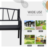 Outsunny 2-Seater Metal Garden Bench with Slatted Seat – Outdoor Loveseat for Patio and Park