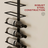 HOMCOM Wall Mounted Wine Rack for 10 Bottles – 10-Tier Powder Coated Steel Horizontal Storage, Black