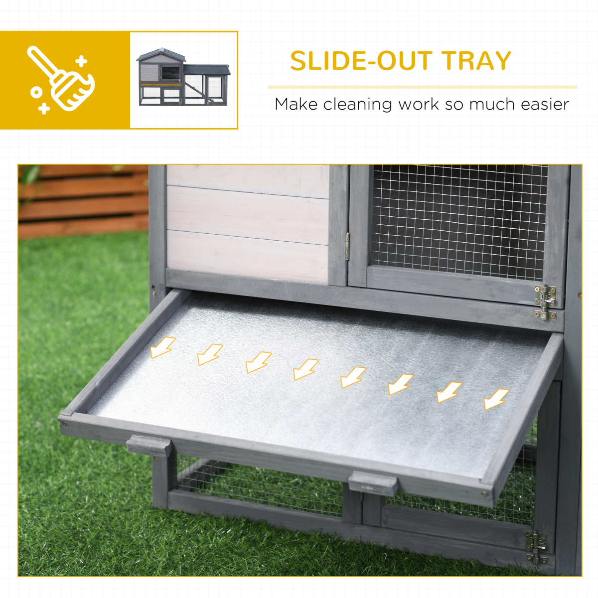 Pawhut 5ft Two-Tier Wooden Rabbit Hutch with Outdoor Run – Guinea Pig House with Removable Roof