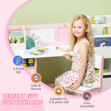HOMCOM 2-Piece Kids Table and Chair Set with Whiteboard Desktop and Storage – Pink
