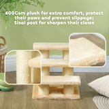 Pawhut 3-Step Pet Stairs with Plush Cover – Portable Cat and Dog Steps for Older and Small Pets