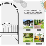 Outsunny Metal Garden Arbour Bench with High Arch for Climbing Plants – Outdoor Trellis Seat, Antique Black