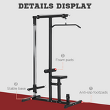 HOMCOM Power Tower with Lat Pulldown, Seated Row & Adjustable Seat – Home Gym Pull Up Station, 100kg Max Load