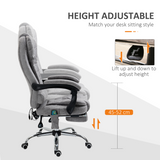 Vinsetto Heated Massage Office Chair with 6 Vibration Points & Footrest – Reclining Home Office Chair, Grey