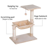 Pawhut Two-Tier Cat Activity Tree with Hammock, Sisal Scratching Posts and Hanging Ball – Kitten Play Tower
