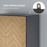 HOMCOM Wood Grain Wardrobe Cabinet with Hanging & Shelf Storage – Grey & Oak, 90 x 50 x 190cm