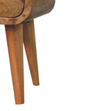 Artisan Furniture Solid Wood Extra Mini Curve Bedside Table, 1 Drawer and Open Slot – Compact Storage, Brown