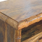 Artisan Furniture Solid Wood Bamboo Open Bedside with 1 Drawer & 1 Shelf – Amber Oak Finish, Brown