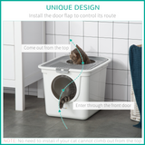Pawhut Cat Litter Box with Front Entrance, Top Exit & Scoop – Enclosed Pull-Out Tray Toilet, White