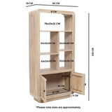 Indian Hub Hudson Carved Mango Wood Bookcase with Shelves – Hand-Crafted Display Storage for Living Rooms