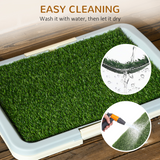 PawHut Indoor Dog Toilet with Artificial Grass, Grid Panel & Tray – Portable Puppy Potty, 63 x 48.5cm