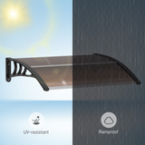 Outsunny Curved Polycarbonate Door & Window Canopy Awning, UV and Water Resistant – Brown