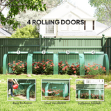 Outsunny Tunnel Greenhouse with Steel Frame & Zipped Doors, 395 x 100 x 80cm – Plant Protection, Green