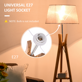 HOMCOM Tripod Floor Lamp with Fabric Shade & Built-In Storage Shelf – Living Room Standing Light, Grey