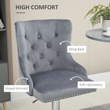 HOMCOM Set of 2 Adjustable Swivel Bar Stools with Backrest & Footrest – Padded Breakfast Bar Seats, Grey