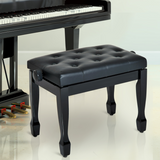 HOMCOM Adjustable Piano Bench with Padded Faux Leather Seat & Wooden Legs – Keyboard Stool, 45–55cm Height