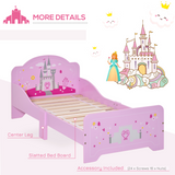 Princess Castle Toddler Bed with Side Rails & Slats – Pink Kids Bed Frame, Ages 3-6