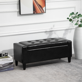 HOMCOM Deluxe Tufted PU Leather Storage Ottoman Bench with Hidden Storage – Footrest and End-of-Bed Seat