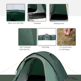 Outsunny 2–3 Person Compact Camping Tent with Vestibule & Mesh Vents – Double Layer Hiking Tent, Green