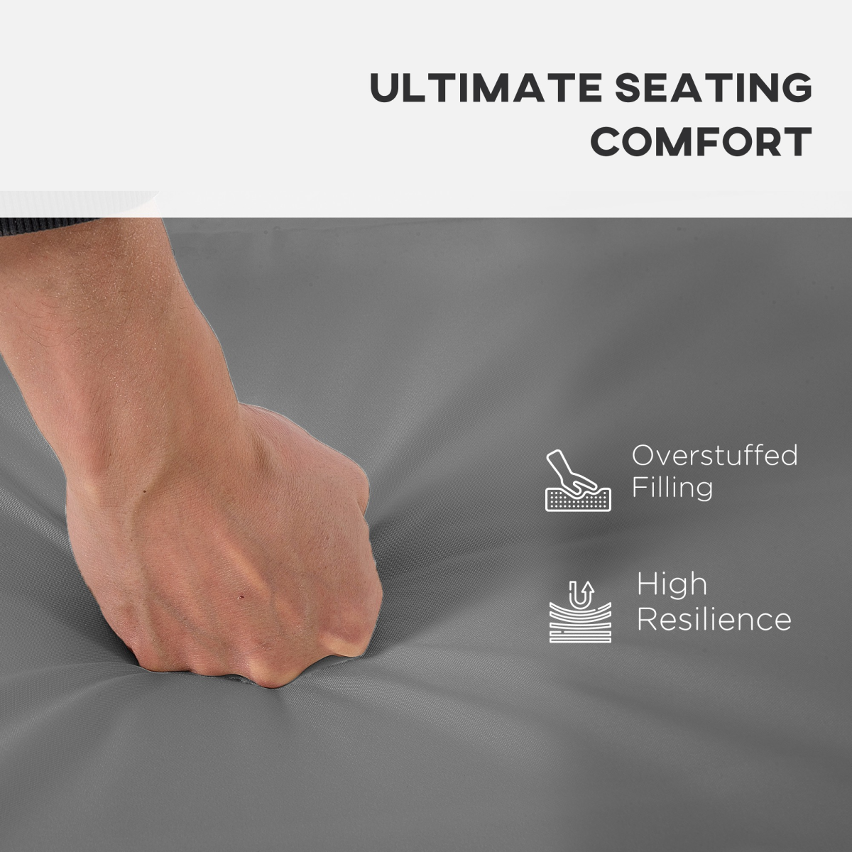 Outsunny 3-Piece Garden Furniture Cushion Pad Set, Dark Grey – 2 Single & 1 Double Seat