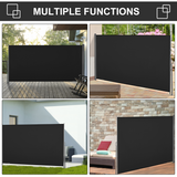 Outsunny 3 x 1.6m Retractable Side Awning Privacy Screen with Steel Frame – Garden Fence Panel, Black