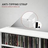 CD & DVD Storage Unit with 16 Compartments & Adjustable Shelves – Slim Media Shelf for 720 CDs, White