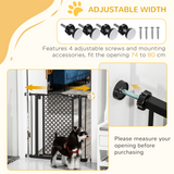 PawHut Pet Safety Gate, 74–80cm Pressure Fit with Auto Close and Double Locking – Stair Gate, Black
