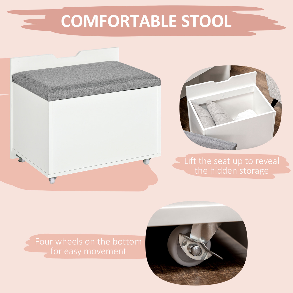 White Dressing Table Set with Flip-Up Mirror, Matching Stool & Storage Compartments – Doubles as a Desk