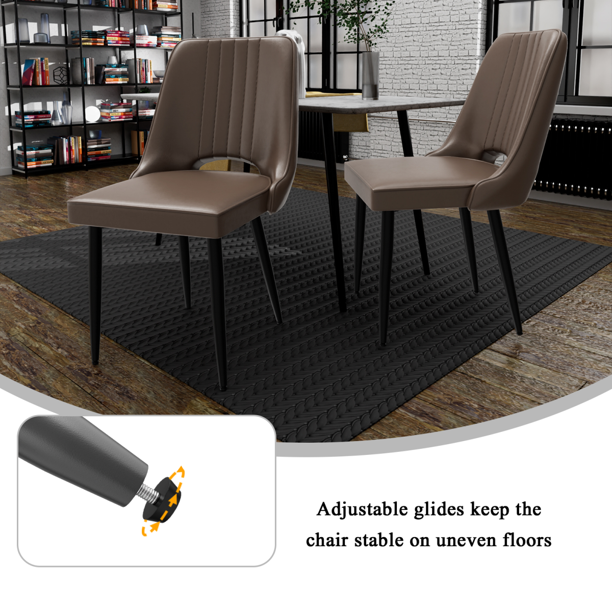 Scandinavian Faux Leather Dining Chair with Cut-Out High Back & Padded Seat – Kitchen & Living Room Seating
