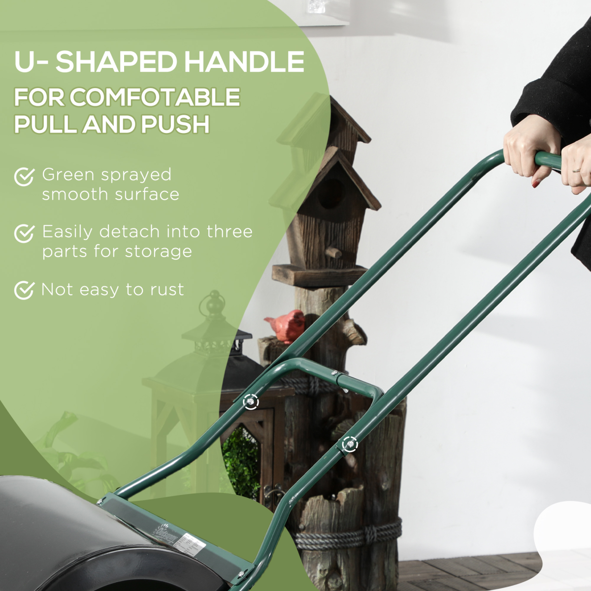 Outsunny 60L Steel Garden Roller – Push or Pull Water or Sand Fillable Lawn Rolling Drum