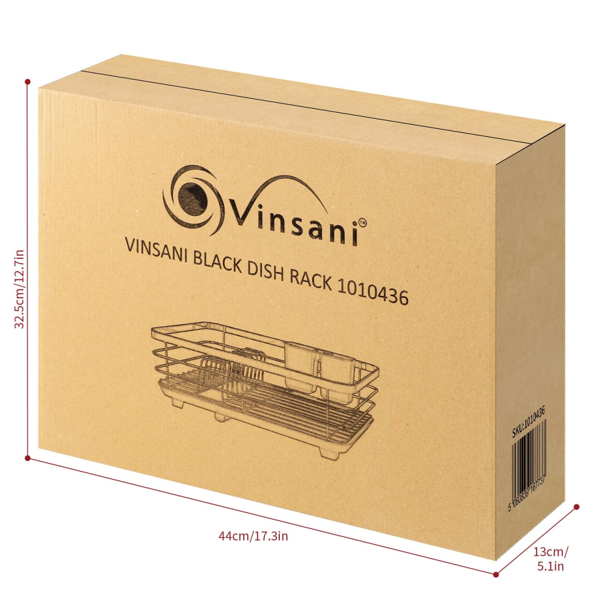 Vinsani Stainless Steel Dish Rack with Rotating Drainage Tube & Utensil Holder – Space-Saving Drainer